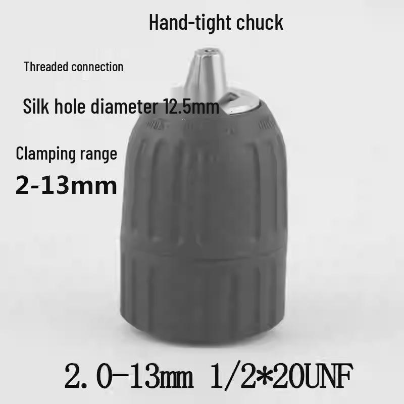 Electric Drill Power Tool Accessory: Hand-Tightened Locking Chuck with Round & Square Shank Compatibility