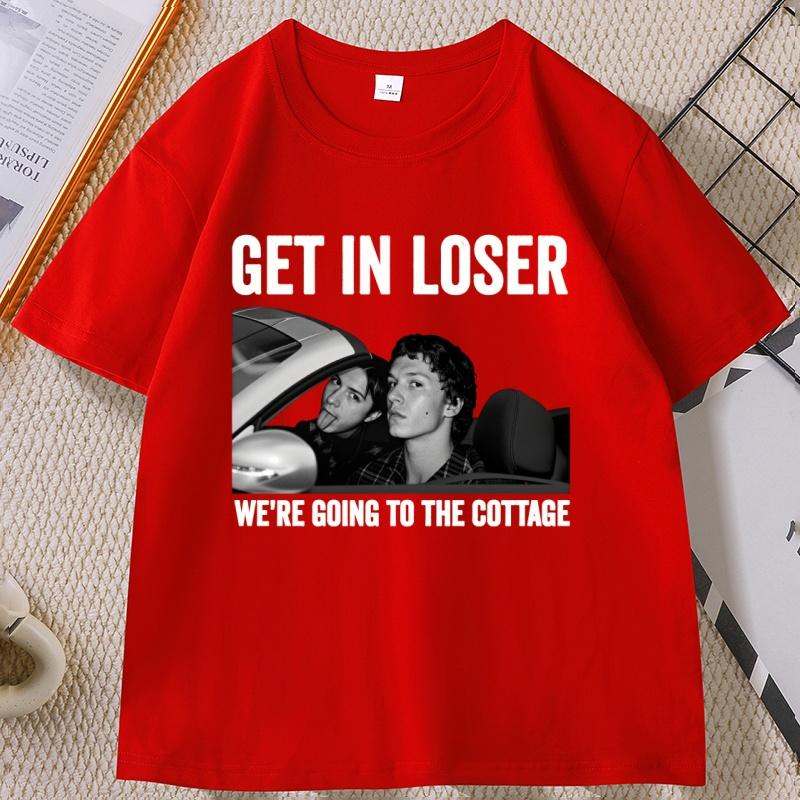 Get in Loser TShirt Casual Short Sleeve Round Neck Tshirt Funny Graphic Tshirts Comfortable Streetwear Clothing Tops