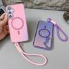 Color-Changing Magnetic Phone Case For Samsung S26 S25 S24 S23 Ultra Plus S25 FE edge A56 A36 A26 For Magsafe with Lanyard Coque