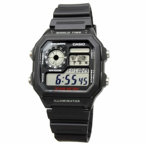 Casio CASIO World Time Digital Men's Watch AE-1200WH-1AV Casio Genuine BOX Overseas Model Black
