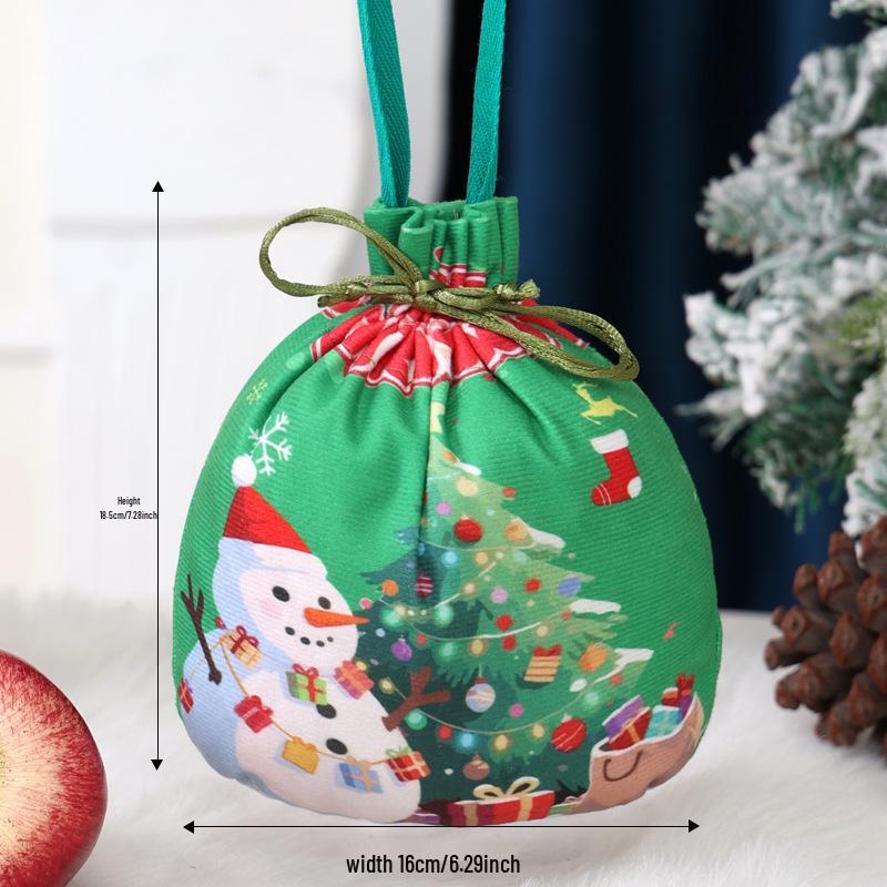 Internationale Weihnachts-Jutesack-Geschenktüten-Ornamente: Zeichentrick-Apfel- und Süßigkeitstüten für den Kindergarten