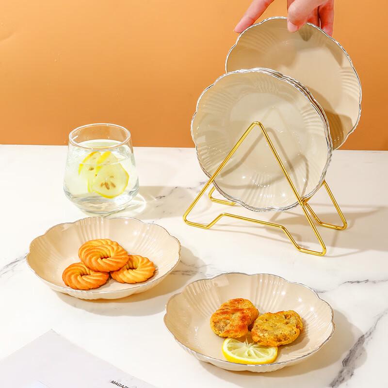 Changbaosen Gold-Edge PET Flower Fruit & Snack Plate Set