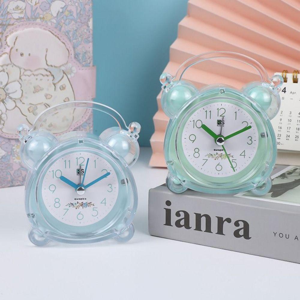 

Luminous Silent Alarm Clock With Light Small Desk Clock Cartoon Luminous Alarm Clock Table рожевий