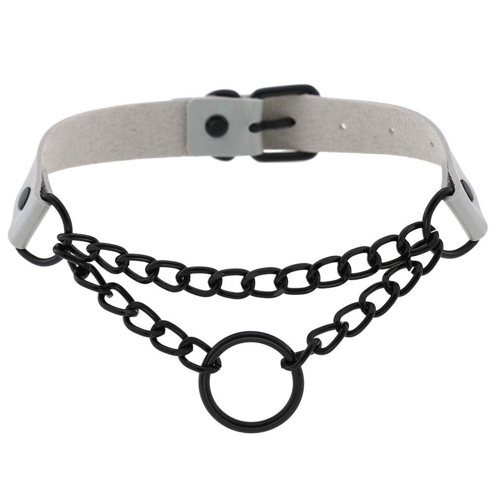 Black Gothic O Chain choker collar harajuku Punk Choker women girls black leather chocker emo Kawaii witch jewelry