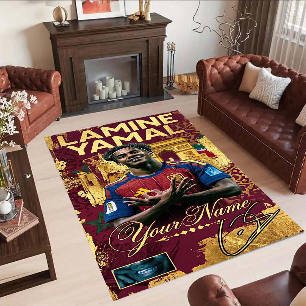 Lamin Yamal Personalisierbares Namens-Teppichdesign Für Außenstudienraum Küche Flur Rutschfester Teppich Büros Dekorieren Geschenk Für Festivals