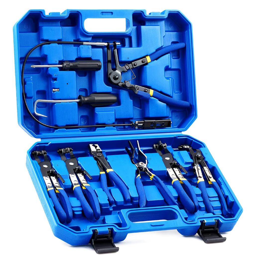 9pcs Wire Long Reach Hose Clamp Pliers Set Motorcycle Repair Fuel Oil Water Hose,Hose Clamp Pliers for Fuel Oil & Water Hoses