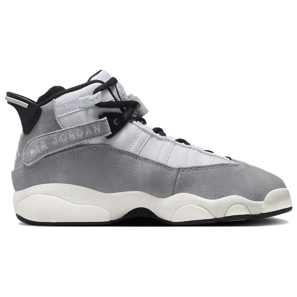 New Jordan Air Jordan 6 Rings Cushioning High Top Children's Basketball Shoes Gray White Teenagers FJ4651-077