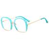 Personalized Round Large Frame Flat Mirror, Metal Anti-Blue Frame Glasses