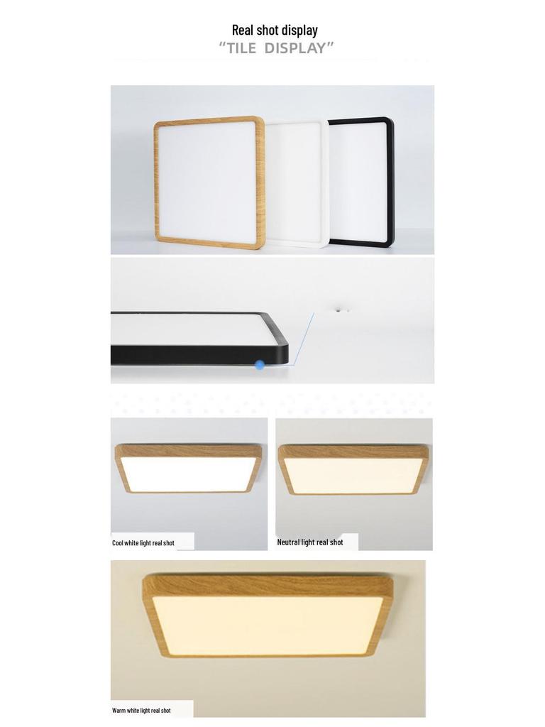 Nordic Luxury Smart Graffiti Ceiling Light, White Wood Grain, 36W, Remote-Controlled, Square Design.