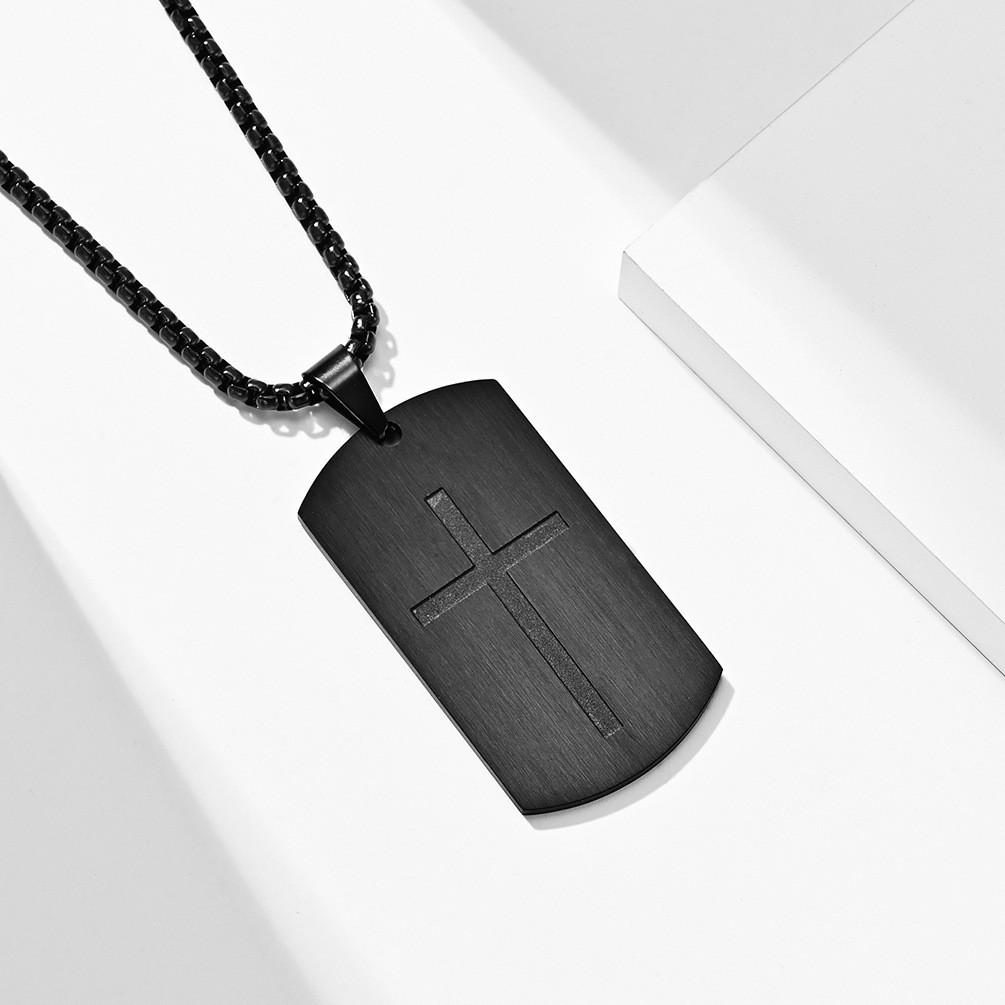 European and American Brand Necklace Simple Cross Pendant Men Hip Hop Dog Tag
