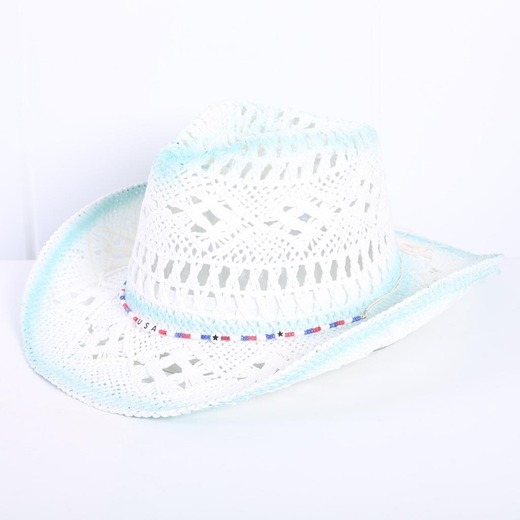 Popular European and American Classic Hollow Western Cowboy Hat Men's and Women's Fashion Vacation Breathable Sunshade Straw Hat