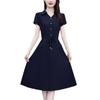 Plus Size Short Sleeve Dress Stylish Mother's Attire for Middle-Aged and Elderly Women Summer Waist-Fitted Slimming Skirt
