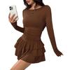 Vestido de Otoño Invierno para Mujer de Color Sólido, Ajuste Delgado, Manga Larga - Elegante y Favorecedor