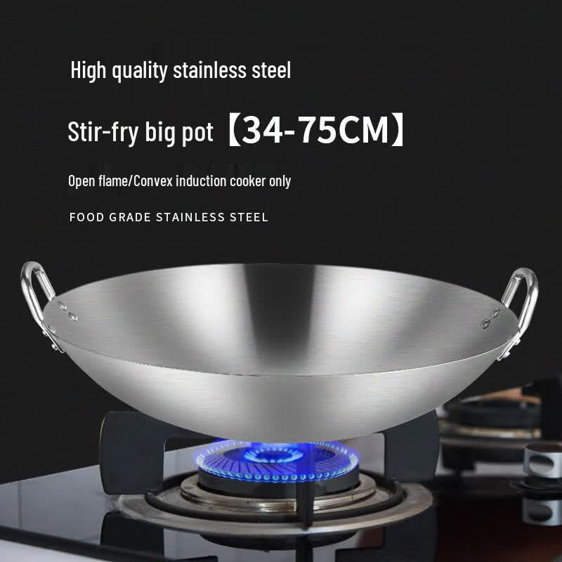LIJIA KITCHENWARE 201 Stainless Steel Round Bottom Wok