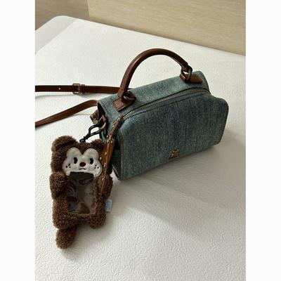 Women's Denim Pillow Bag, Vintage Boston Shoulder Crossbody Bag