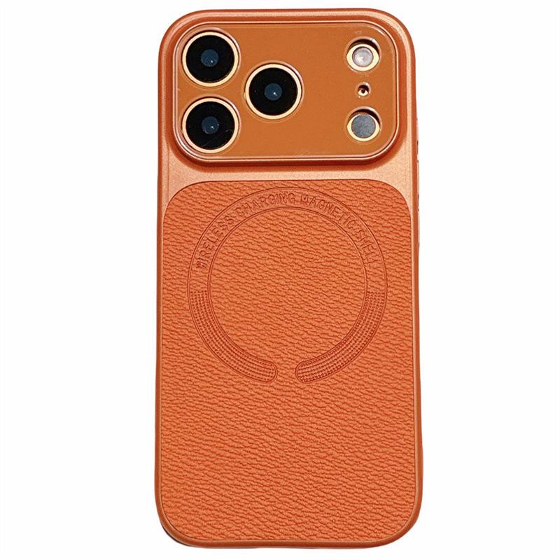 Magnetic Leather Texture iPhone 17 Pro Max Case, Compatible with Models 13-16, Cross-Border Design