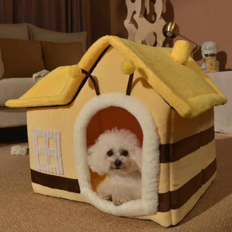 Foldable Dog House Kennel Bed Mat For Small Medium Dogs Cats Winter Warm  Nest Pet Products Basket Pets Puppy Cave Sofa