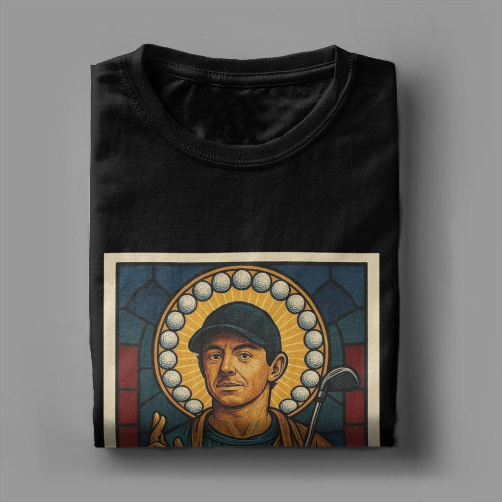 Vintage Saint Rory of the 18th Rory McIlroy T-Shirt für Herren O-Ausschnitt Baumwoll-T-Shirt Kurzarm-Tees Bedruckte Oberteile