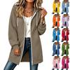 Giacca Lunga da Donna con Cappuccio, Doppia Zip, Maniche Lunghe e Tasche
