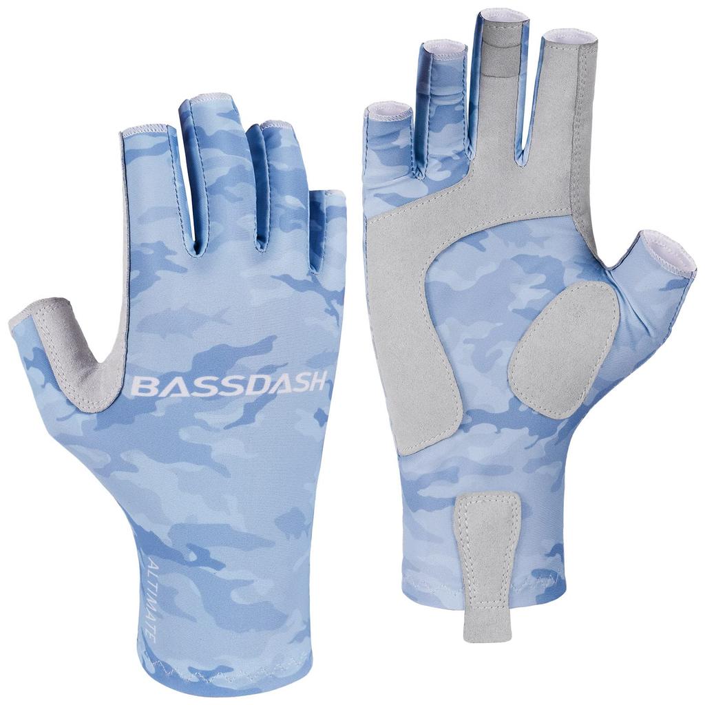 Bassdash Fishing UV Sun Quick Finger Gloves, Protection, Protection, Drying, UPF50+, 3/4
