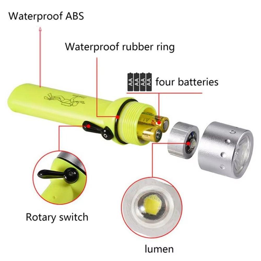 Hole Diving LED Magnetic Flashlight Waterproof Underwater Flashlight Diving Lamp  Home Outdoor