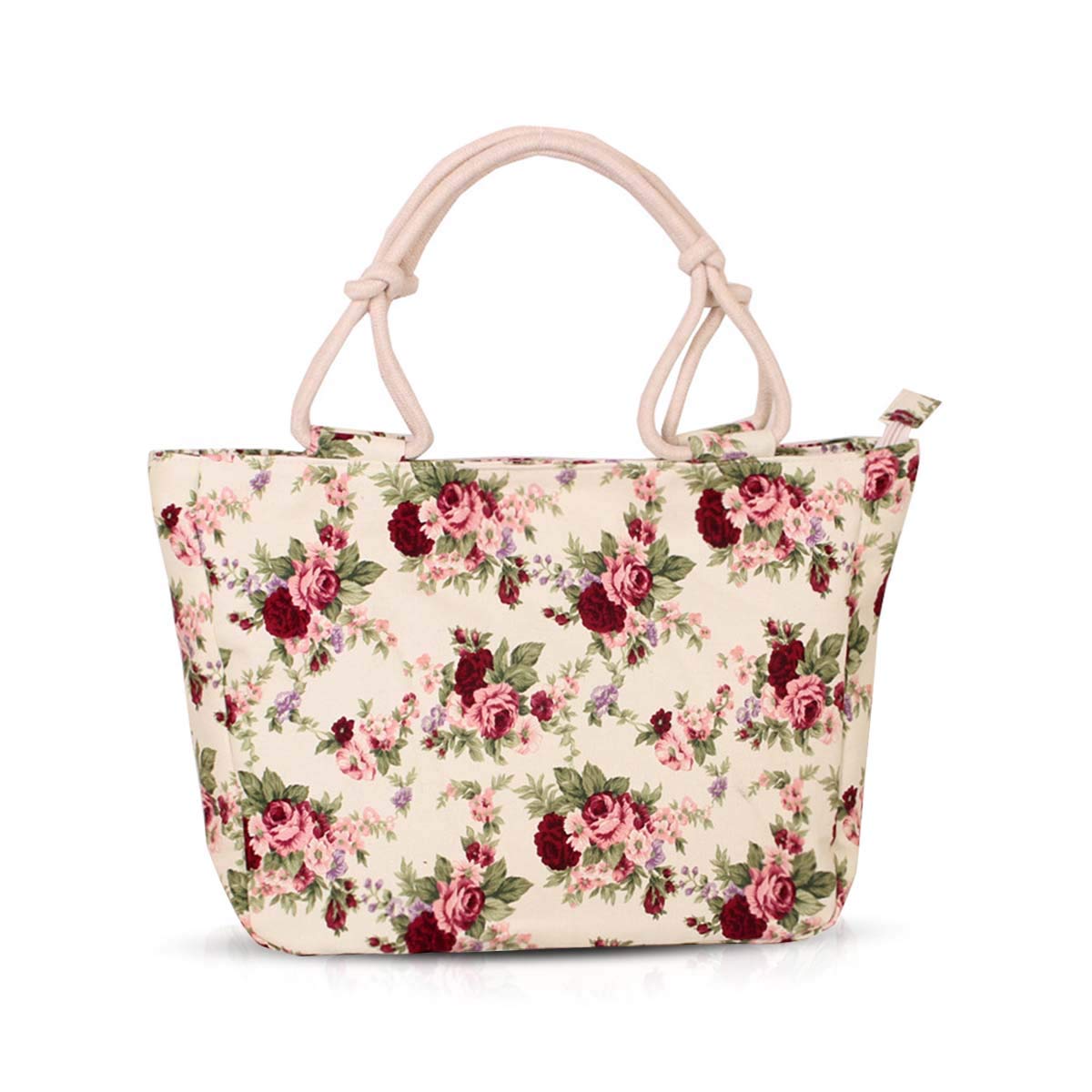 

NICOLE & DORIS Canvas Tote Bag for Women, Cute Floral Print, Lightweight, Large Capacity, A4 Size, Water-Repellent, Standing, Shoulder Bag, Diaper