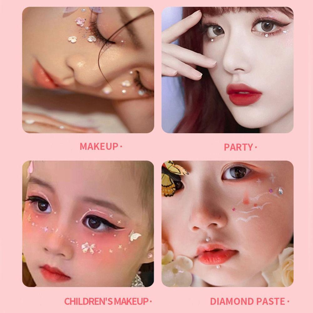 Rainbow Color Face Makeup Accessories Hair Rhinestone Stick  Music Festival Stage Performance