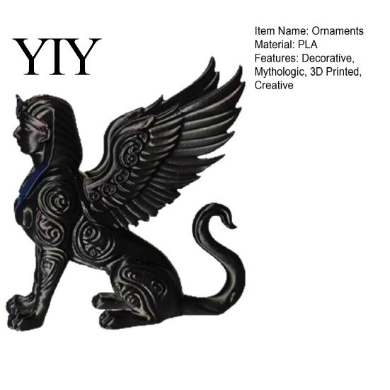 Compact Bookshelf Display Figurine 3D Printed Egyptian Sphinx Collectible Figurine, Statues, Ancient Gods Statue Matte Black Ornaments, Sculpture with