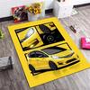 Bright Yellow Sport Car Split Comic Panel Print Area Rug Non‑Slip Rectangular Floor Mat Auto Fan Decor for Gaming Bedroom Living Room