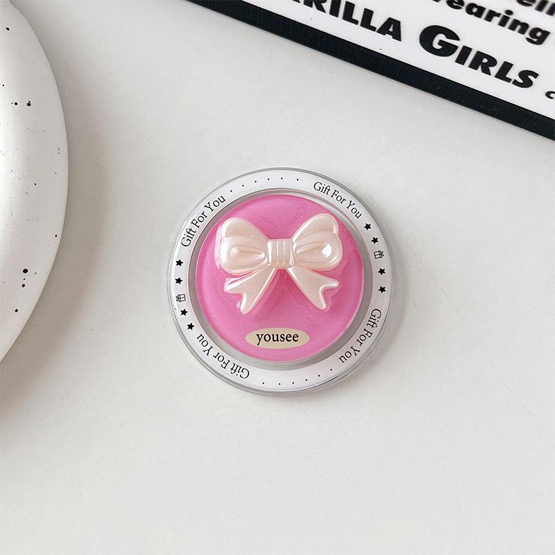 Solid Color Bow Mobile Phone Case Magnetic Airbag Bracket Retractable Wind Ring Buckle Desktop Support Frame