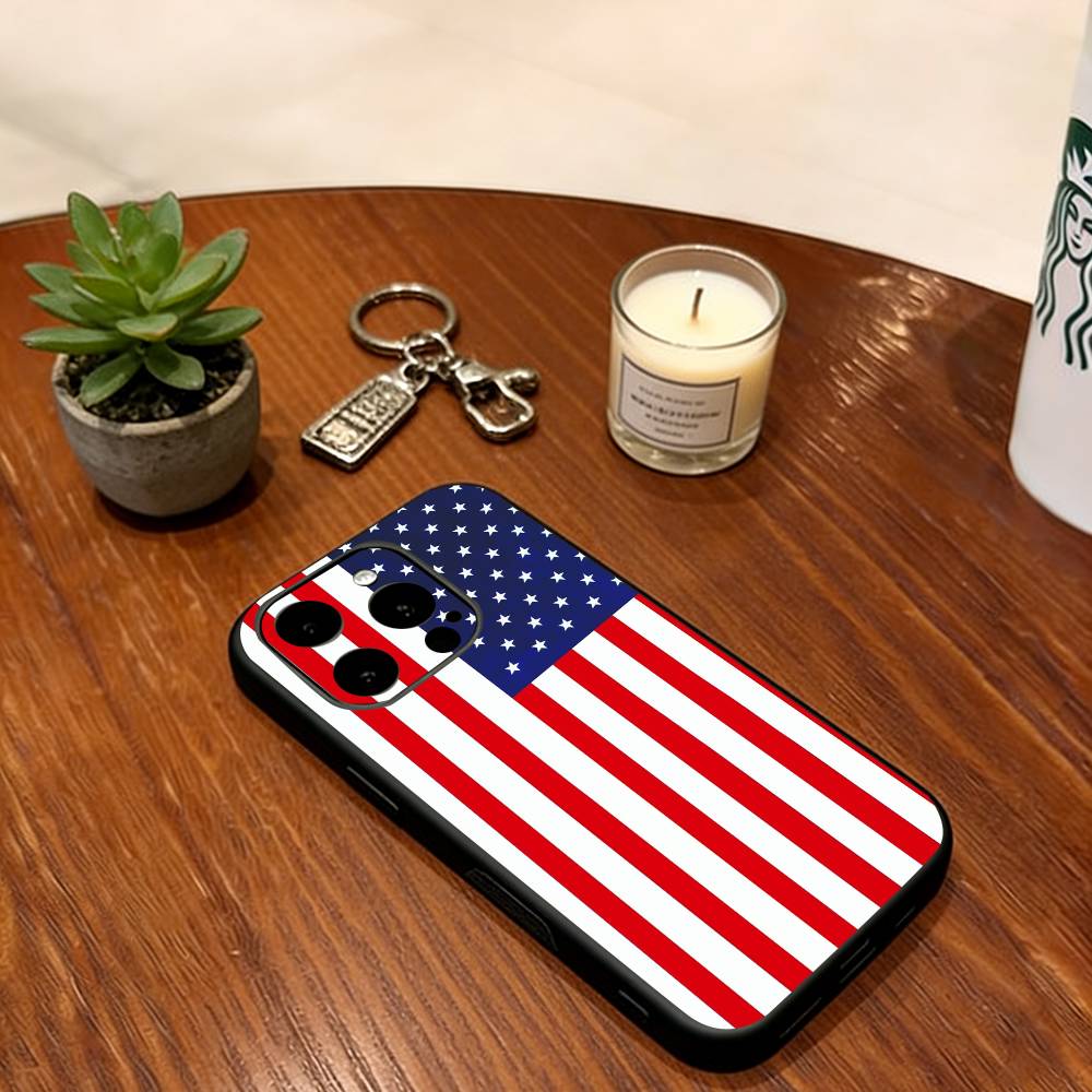 Artistic American Flag Phone Case For iPhone 17, 16,15,14,13,12,11 Plus,Pro Max, Others Soft Black Cover