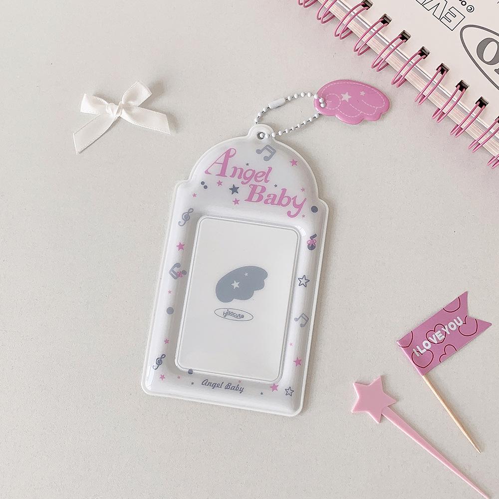 Korean Style Musical Notes Wings Card & Photocard Storage Sleeve with Anti-Lost Pendant