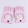 Women's Half-Finger PU Cyberpunk Motorcycle Gloves with Rivet Design for Dance and Nightclub