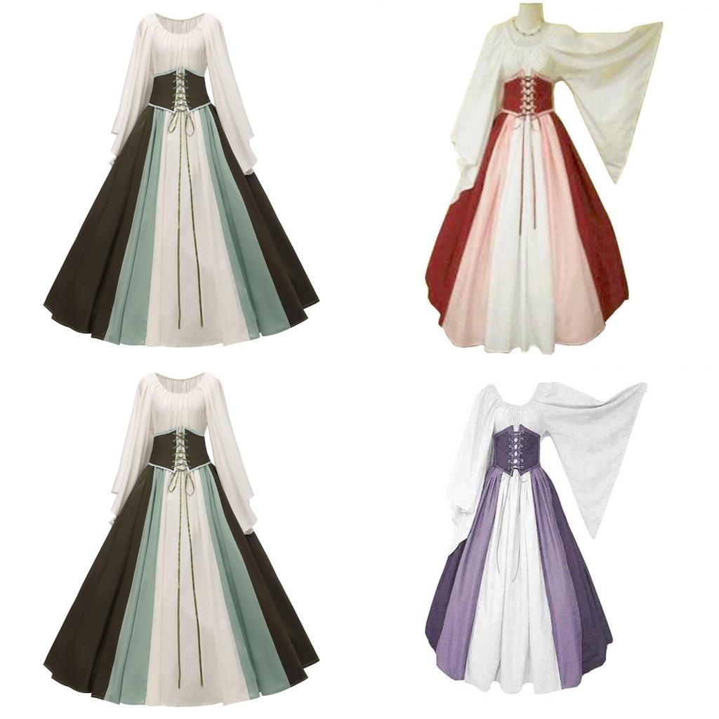 Renaissance Medieval Women's Long Dress Halloween Costume Stage Performance Retro Clothing