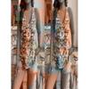 Gradient Print V-Neck Sleeveless Top Women Soft Cotton Blend Loose Fit Breathable Casual Tank