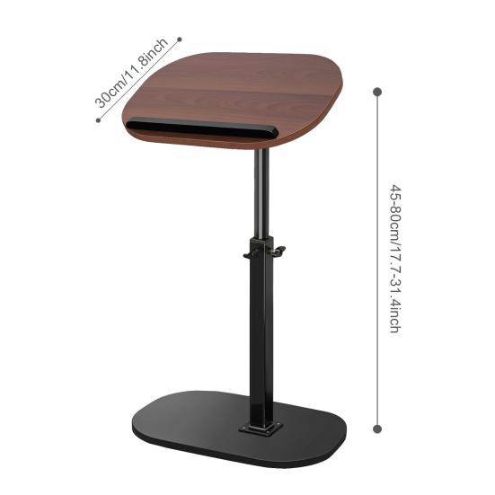 C Shaped End Table Adjustable Height Skinny Side Table 360 Degree Swivel TV Tray Table Night Stand with 2-Tier Storage Shelf Reversible Couch Table