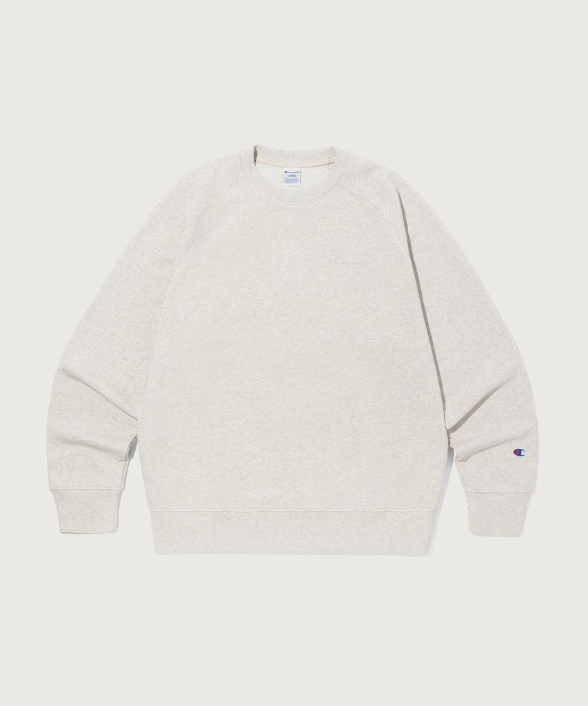 Champion Small Logo Loose Fit Sweatshirt Oatmeal