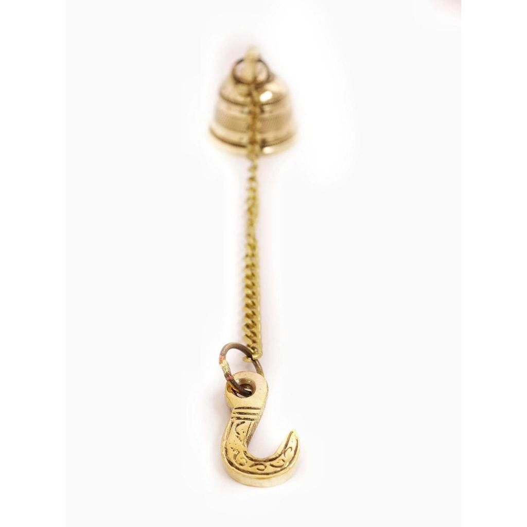 Antique Style Brass Hanging Bell With Chain for Wall Door, Mandir, Temple, Pooja Room