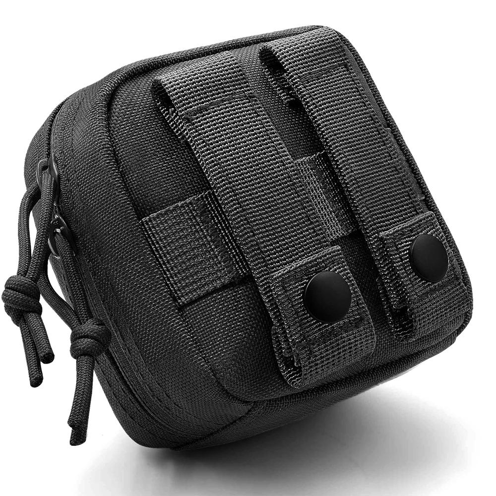 1Pcs Small Tactical Pouch Micro Utility Pouch Removable Clear ID Pocket Mini Knife Compass Flashlight Card Storage Bag Belt