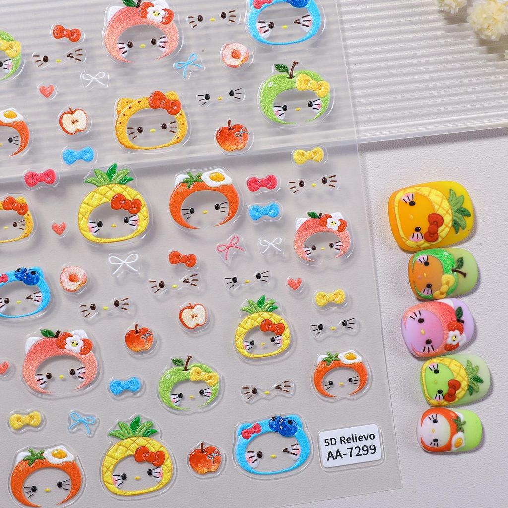 5D Embossed Original Cat Headband Nail Art Stickers - Cute DIY Ornaments, AA Style