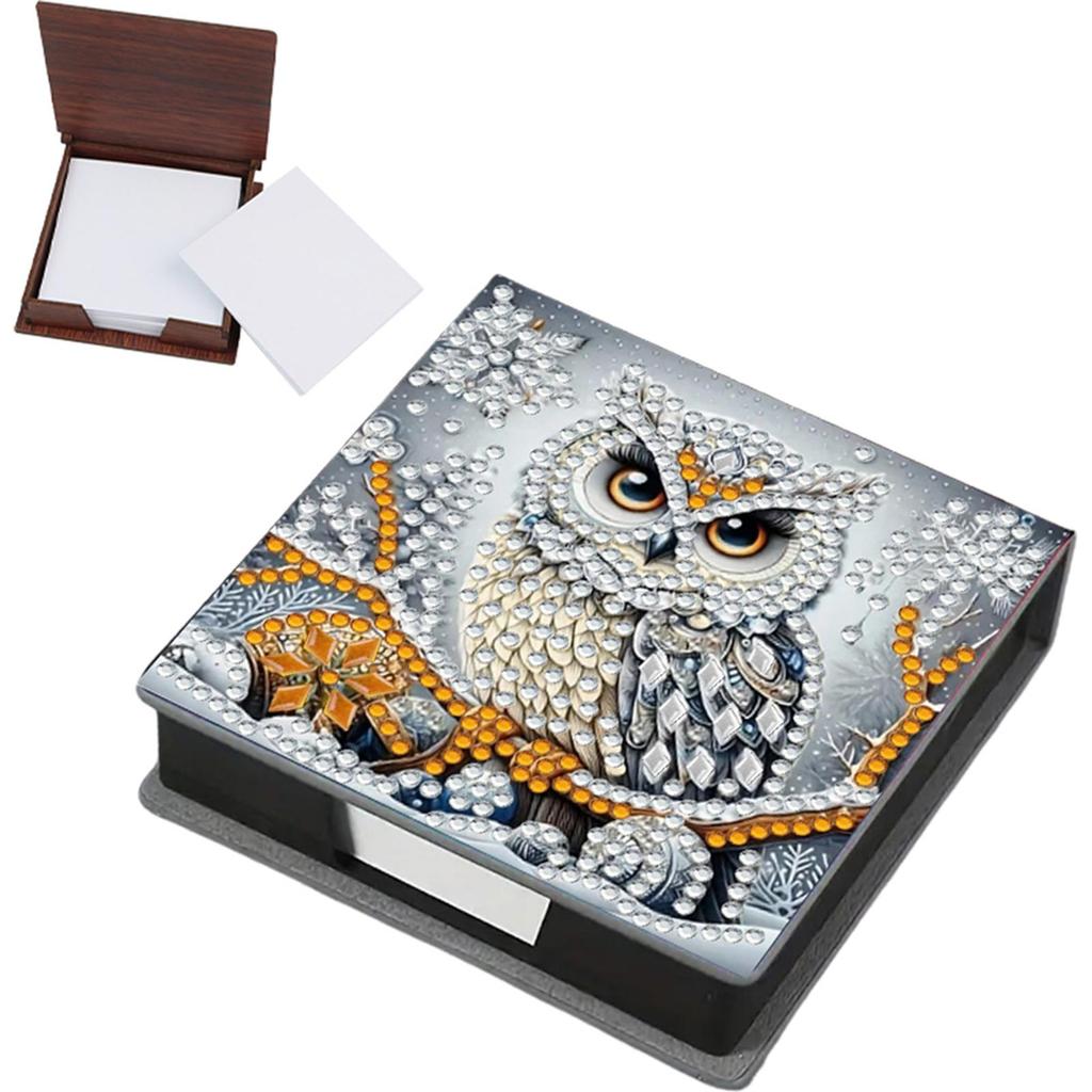 5D DIY Leather Diamond Painting Notecard Box Mosaic Kit Gem Painting Memo Pad Holder Diamond Art Note Box for Desktop Decoration
