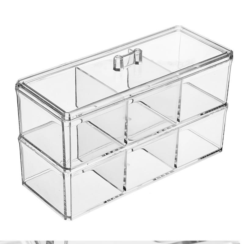 Acrylic Stackable Swab & Jewelry Box with Lid – 1/2/3 Layers, Transparent Rectangular Design