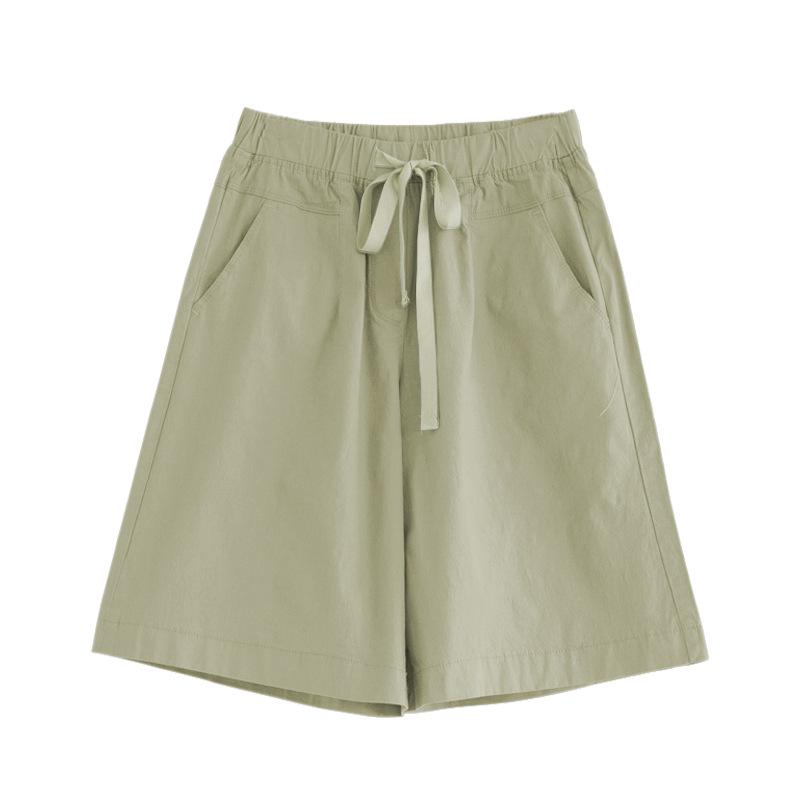 Dames Casual Shorts met Hoge Taille van Katoenen Twill - Los, Kreukvrij, Wijde Pijpen, Grote Maten, Zomerstijl
