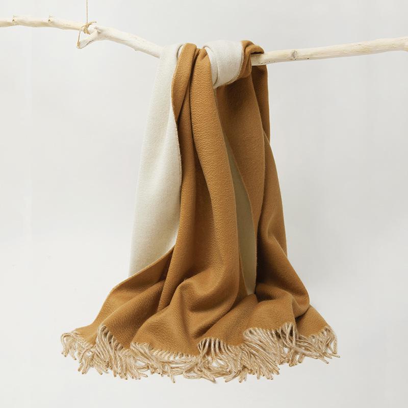 

Inner Mongolia Cashmere Scarf - Unisex, Warm, Versatile, Tassel, Thick Double-sided Shawl for Autumn/Winter