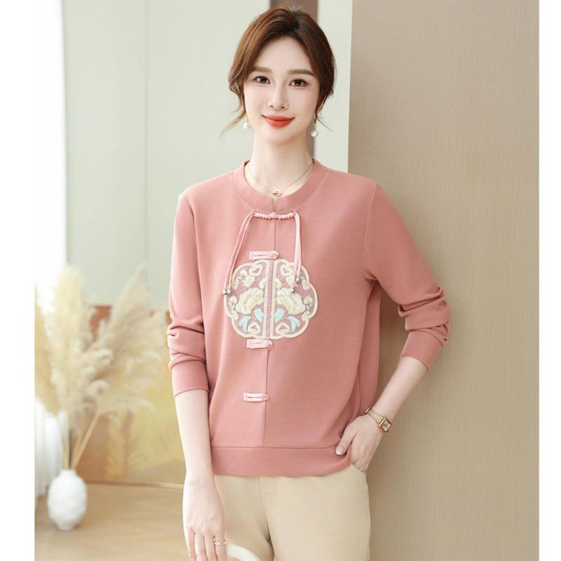 Autumn and Winter New Middle-aged and Old Women's Clothing Mother Clothing Fashion Casual Pullover Long-sleeved T-shirt Commuter