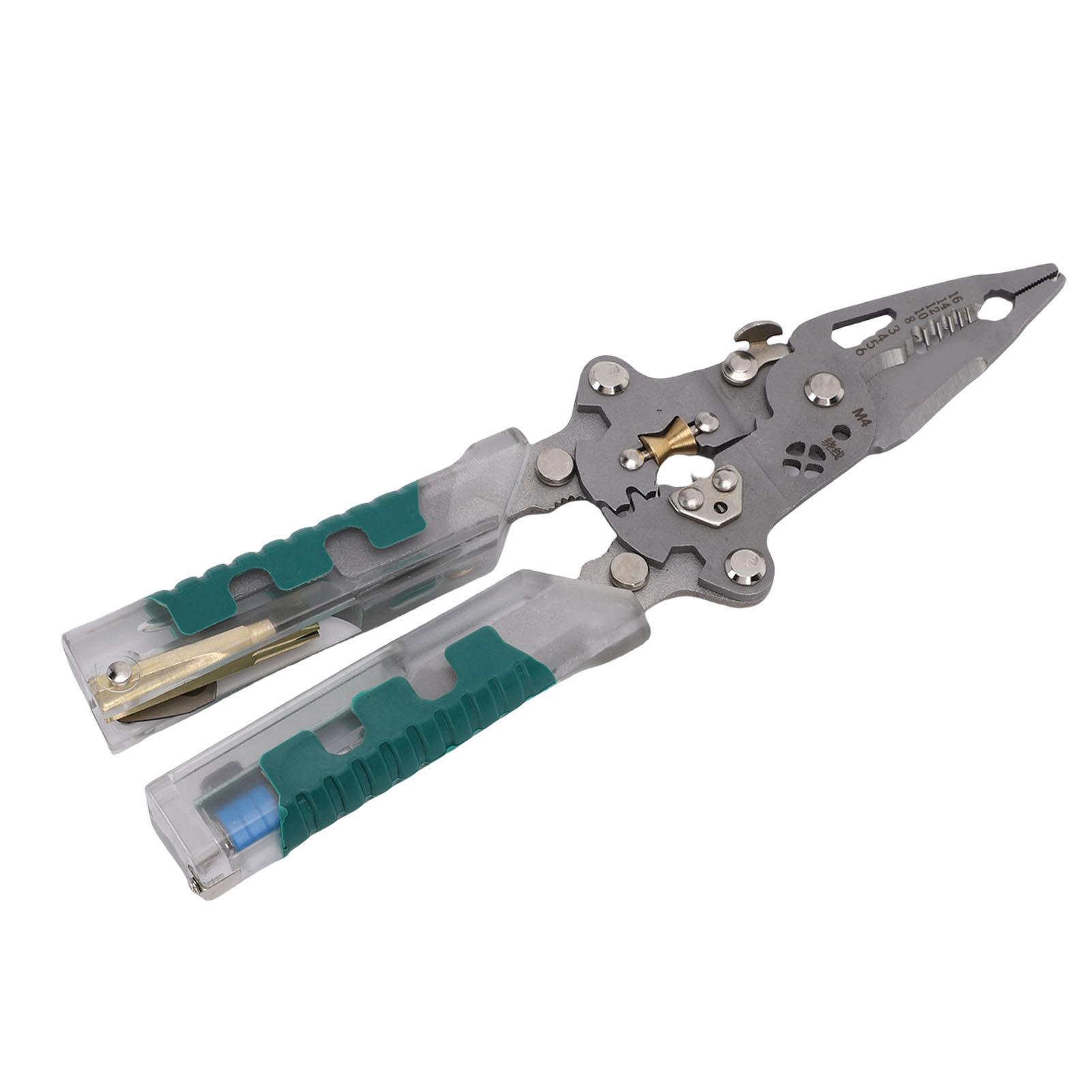 

Folding Wire Stripper 8.8 Inch Electrical Pliers Folding Screwdriver Wire Stripper with Voltage Tester