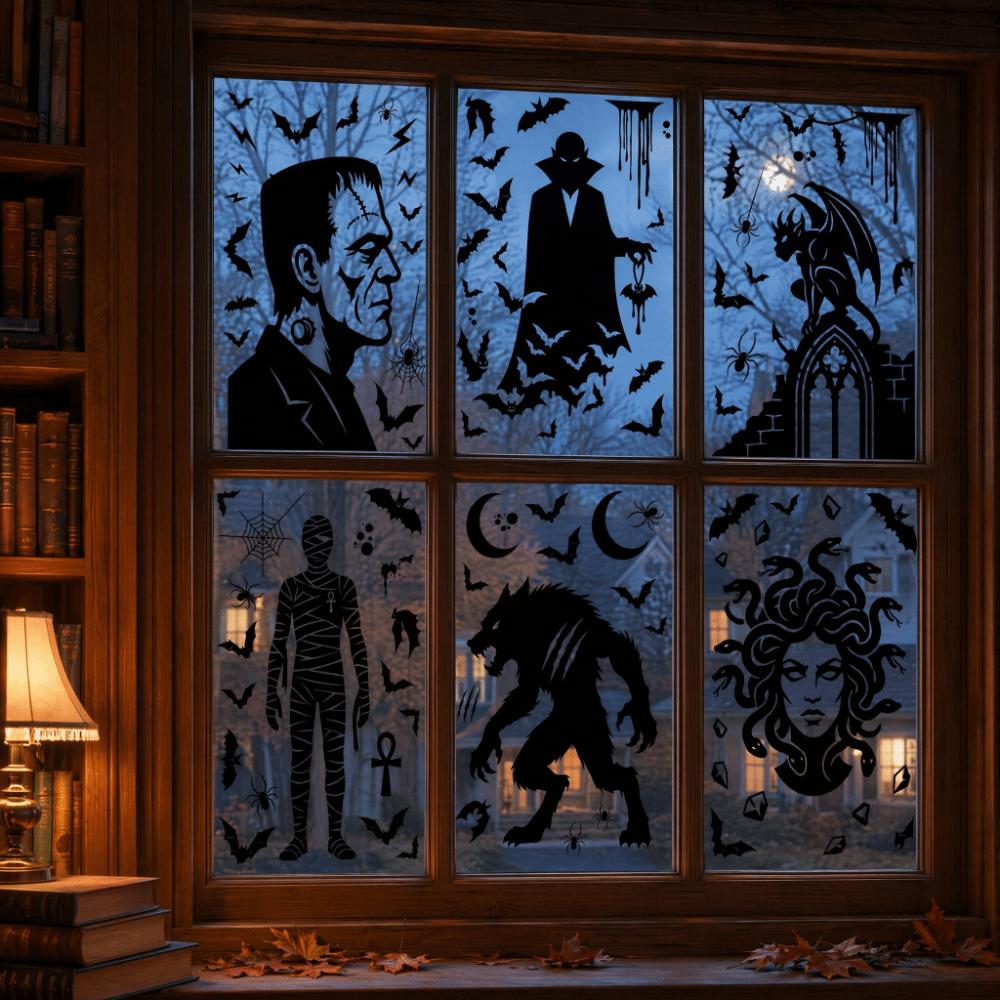 Removable Static Halloween Static Cling Decal DIY Spooky Party Door Stickers Party Supplies