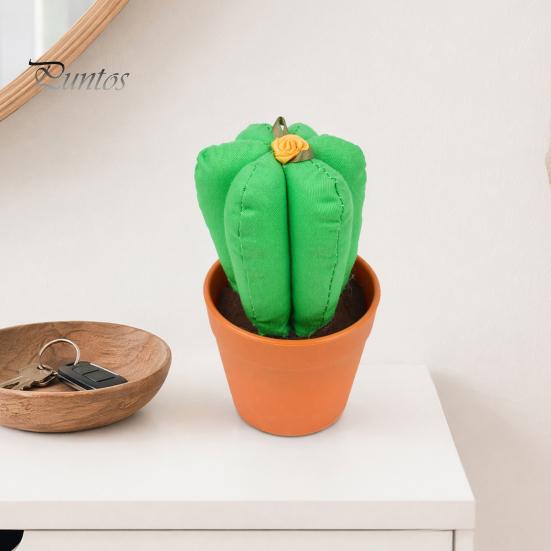 Decorative Artificial Plant for Office Handmade Cactus Ornaments, Soft Fabric Potted Desk Small Succulents Decor Decor, No Watering Mini Desktop