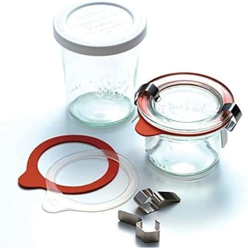 WECK Formglas Vorratsglas 500ml (WE-742) mit Kunststoffabdeckung und KAMIYA Aufkleber