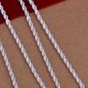 16/18/20/22/24 inch Women Silver Plated 2mm Twisted Necklace Chain No Pendant